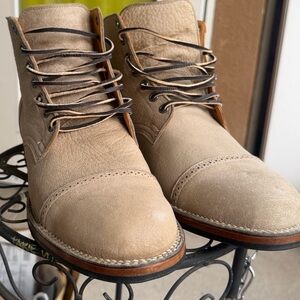 Men's Viberg service boot, stitchdown, bohara nomad Leather Lace-Up Boots,worn2x